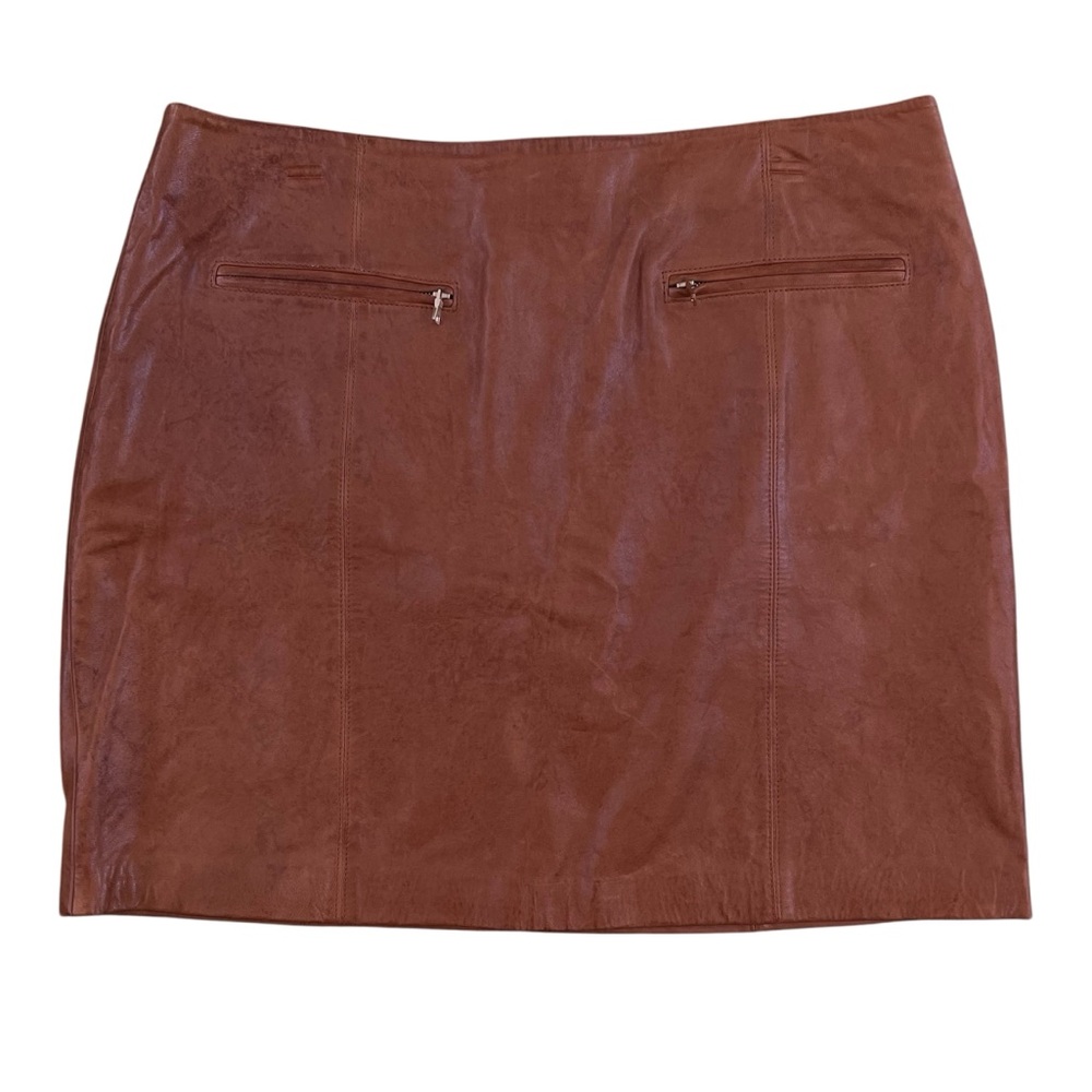 Ann Taylor Brown Leather Short Skirt